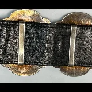 Jean L’Insolite Black Leather Belt with Silver Stamped Stations J & M DAVIDSON FOR JEAN L main image 2